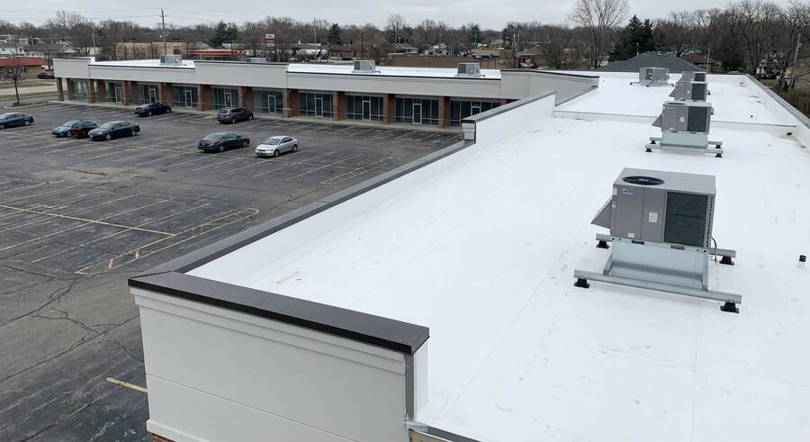 White TPO Flat Roof & Rooftop HVAC Curbs