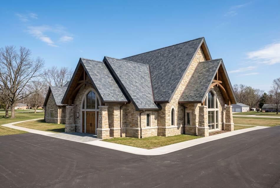 Natural Slate Gable & Copper Valley Flashing
