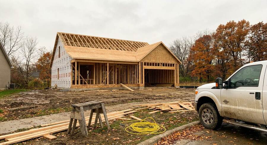 Ground-Up Two-Story Wood Framing & Roof Trusses — After