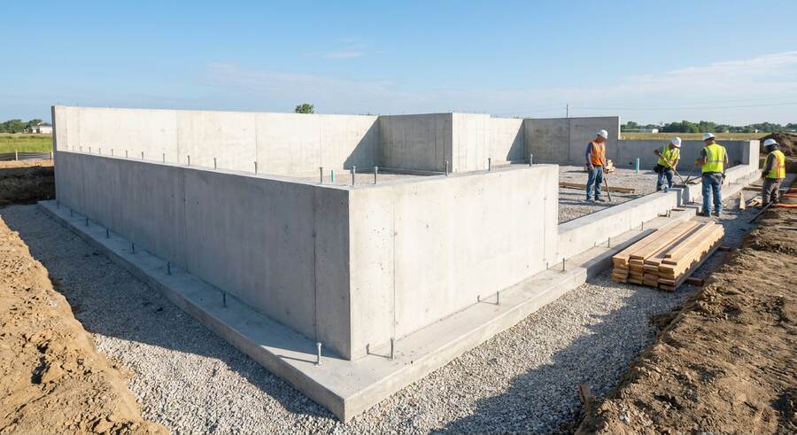 Poured Concrete Basement Foundation Wall