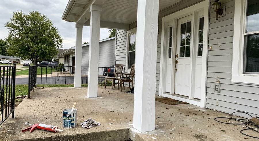 Porch Columns, Entry Door & Soffit Wrap